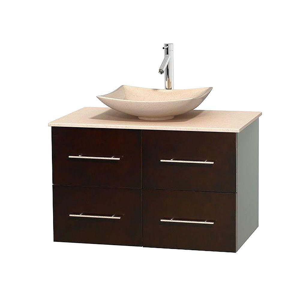 Wyndham Collection Centra 36inch W 2Drawer 2Door Wall Mounted Vanity