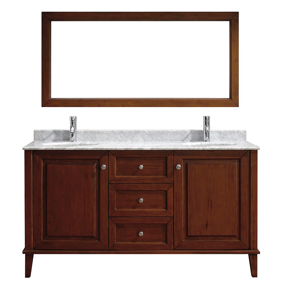Art Bathe Lily 63inch W 3Drawer 2Door Vanity in Brown