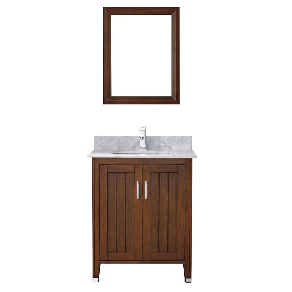 Art Bathe Jackie 28 Inch W 1 Drawer 2 Door Vanity In Brown With Marble Top In Grey With Fa The Home Depot Canada