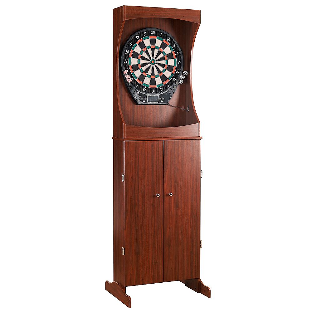 Hathaway Outlaw Free Standing Dartboard & Set in Cherry Finish