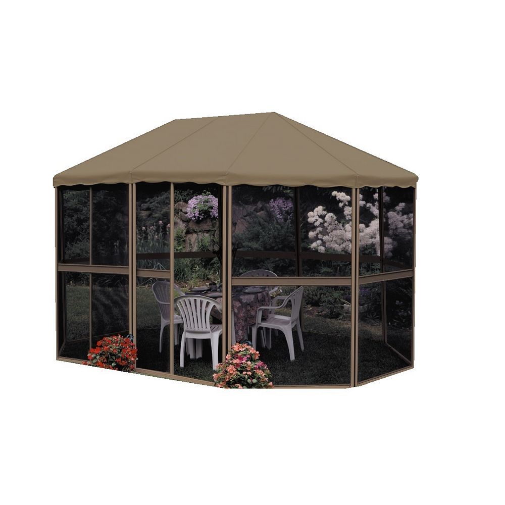 Gazebo Penguin 13 ft. x 9 ft. Oblong 3Season Gazebo in Sand/Taupe