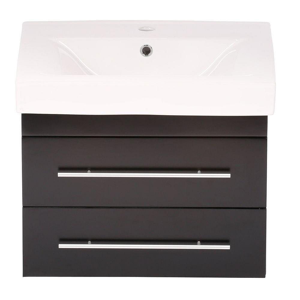 Bellaterra Lyon S 25 Inch W Single Vanity In Black With Porcelain Vanity Top In White The Home Depot Canada