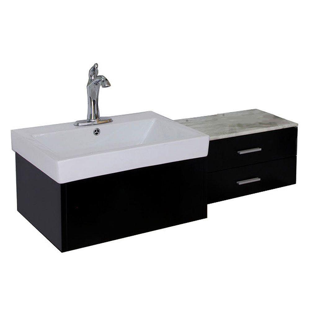 Bellaterra Minsk 46 Inch Single Vanity In Black With Porcelain Vanity Top In White The Home Depot Canada