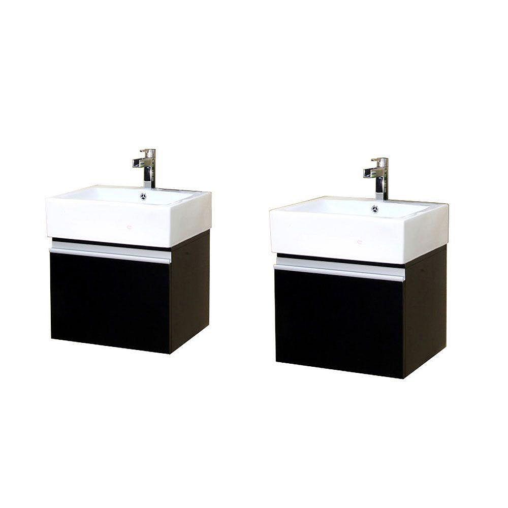 Bellaterra Alex 41 Inch W 2 Door Wall Mounted Vanity In Brown With Ceramic Top In White Bellaterra Alex 41 Inch W 2 Door Wall Mounted Vanity In Brown With Ceramic Top In White