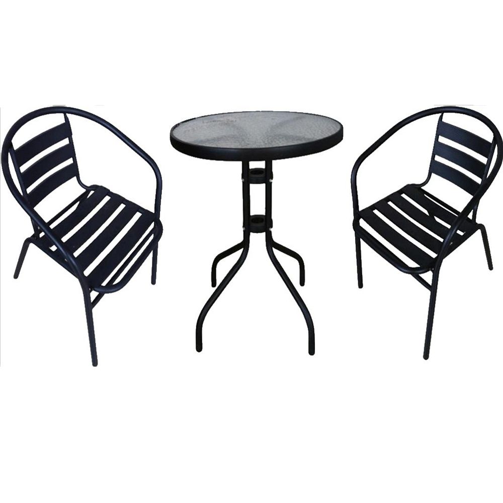 Henryka 3Piece Outdoor Bistro Set in Black The Home Depot Canada