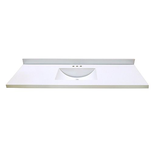 61 In. W x 22 In. D White Vanity Top with Wave Bowl