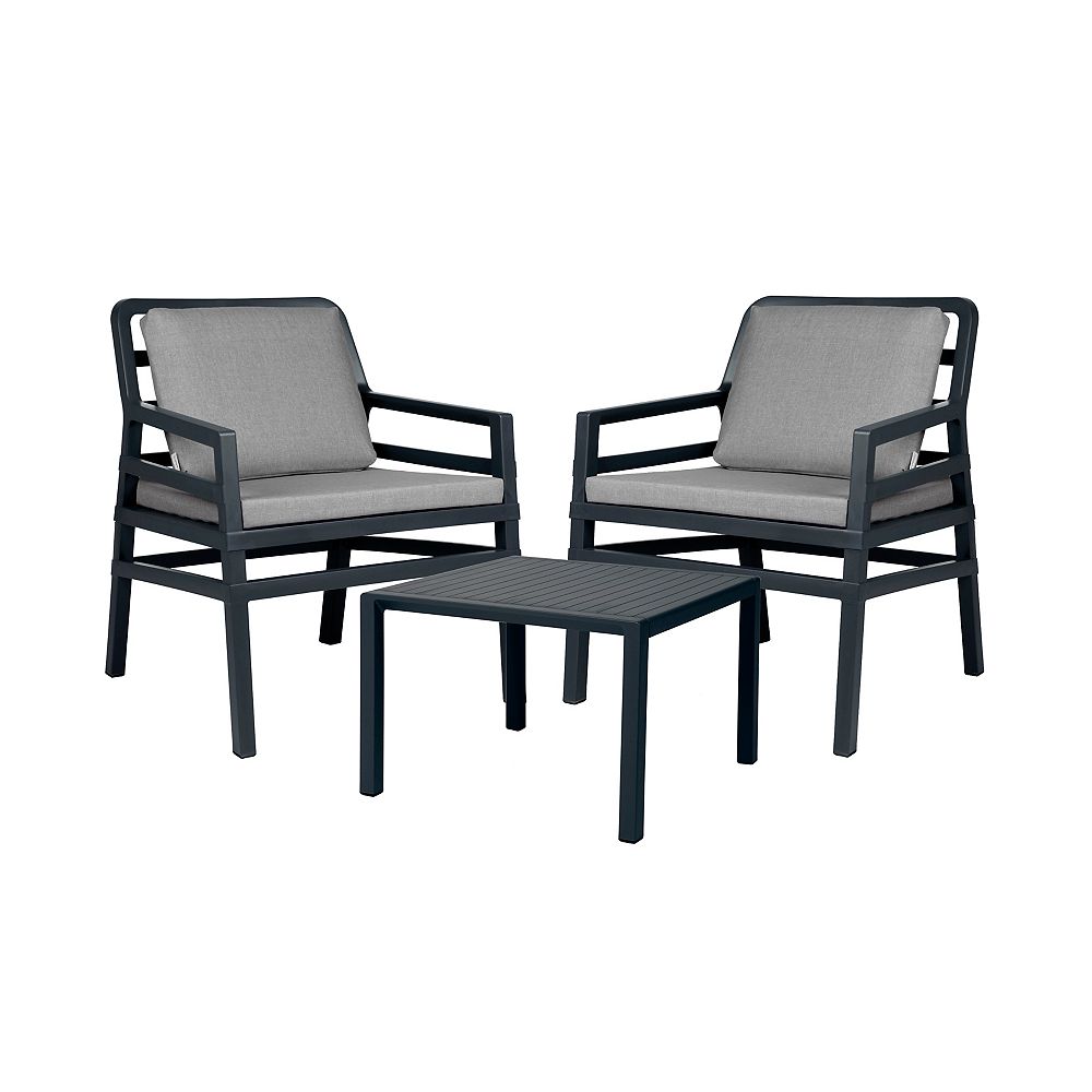 Nardi Aria Outdoor Lounge Set in Charcoal with Grey Cushions The Home Depot Canada