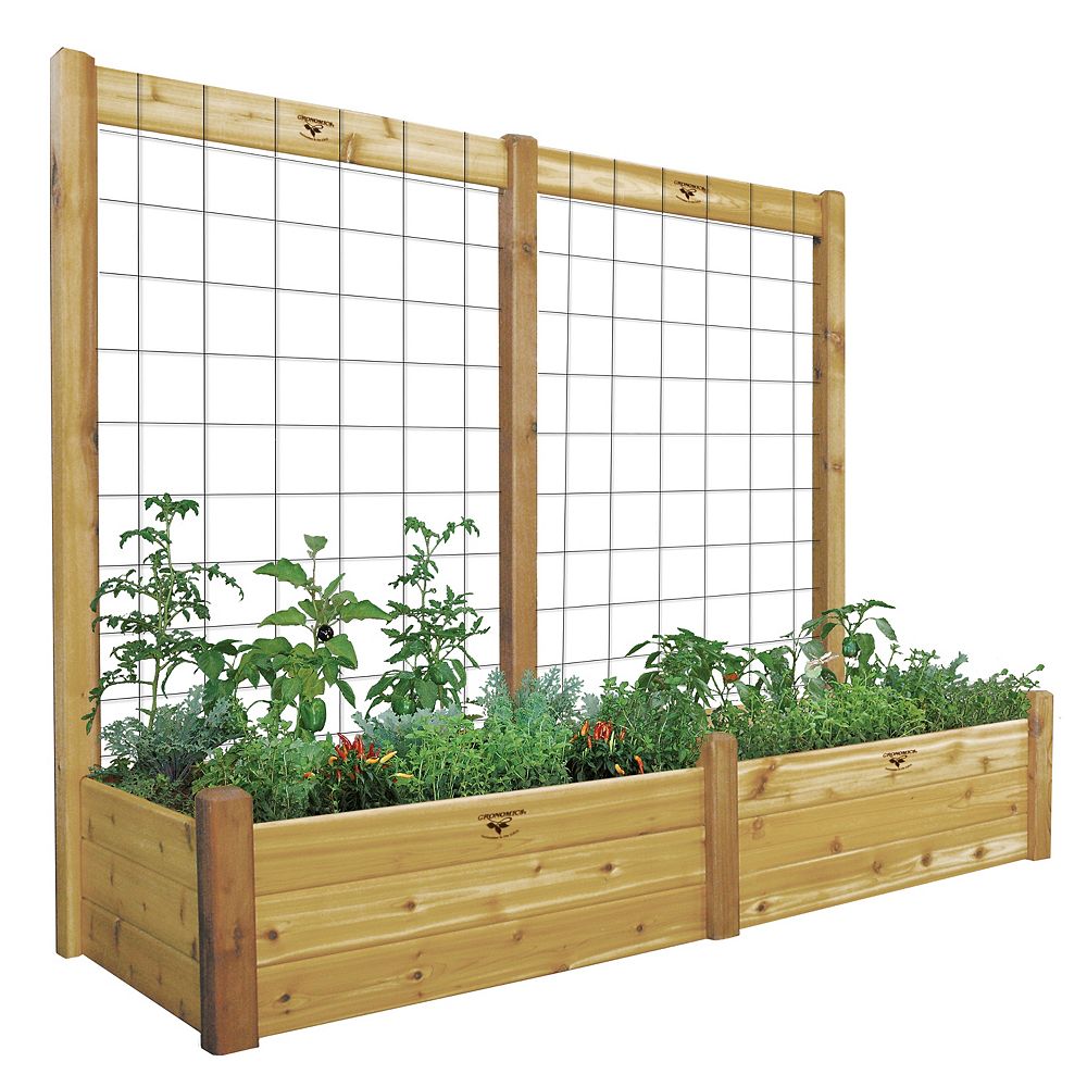 Gronomics 34 Inch X 95 Inch X 80 Inch X 15 Inch D Raised Garden Bed With Trellis Kit The Home Depot Canada