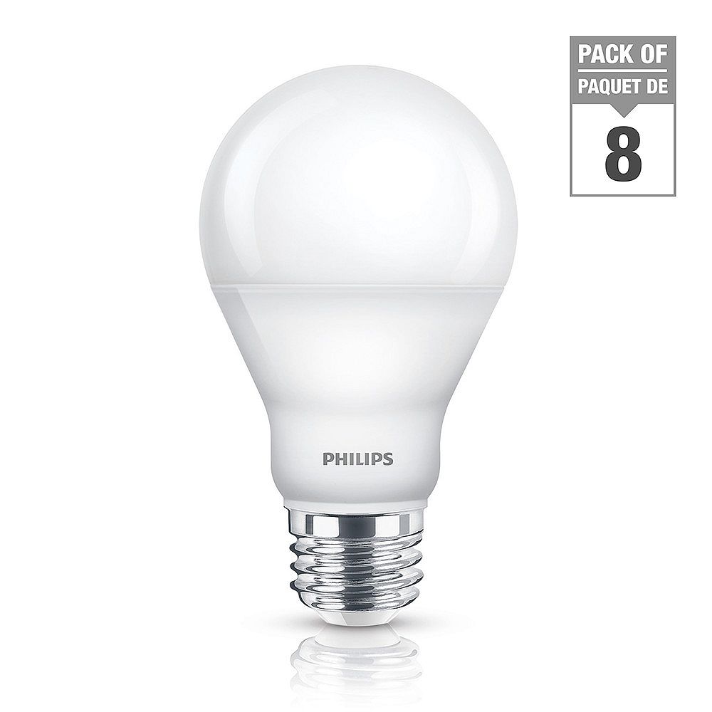 Philips LED 9W = 60W ALine (A19) Daylight (5000K) Case Of 8 Bulbs