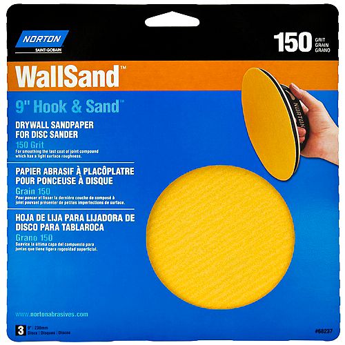 9 Inch Wallsand Hook & Loop Disc 150 Grit (3-Pack)