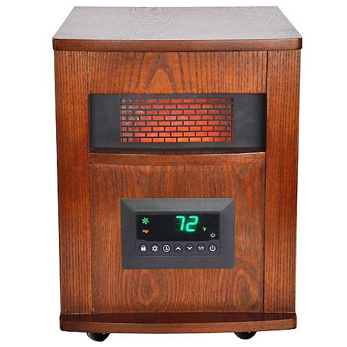 6 Element Large Room Infrared Heater w/ All Wood Cabinet and Remote