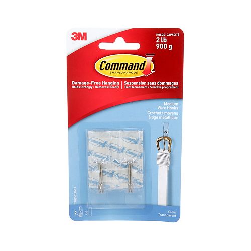 Command Medium Wire Toggle Hook, 17065CLR-EF, clear