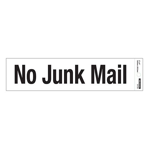 2 x 8-inch No Junk Mail Sign - 1pc