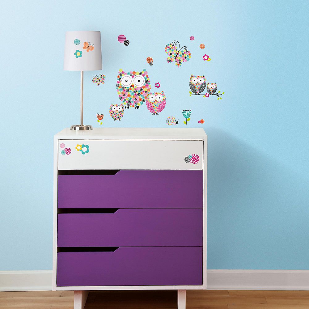 Roommates Prismatic Owls Peel Stick Wall Decals The Home Depot Canada