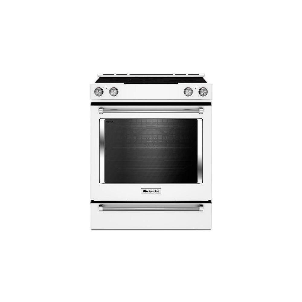 Kitchenaid 7 1 Cu Ft Slide In Electric Range With Self Cleaning Convection Oven In White The Home Depot Canada
