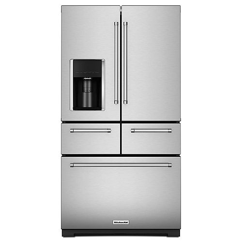 36-inch W 25.8 cu. ft. Multi-Door French Door Refrigerator in Stainless Steel with Platinum Interior