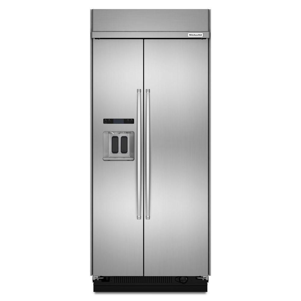 KitchenAid 36 Inch W 21 Cu Ft Built In Side By Side Refrigerator In   P 1000834069 