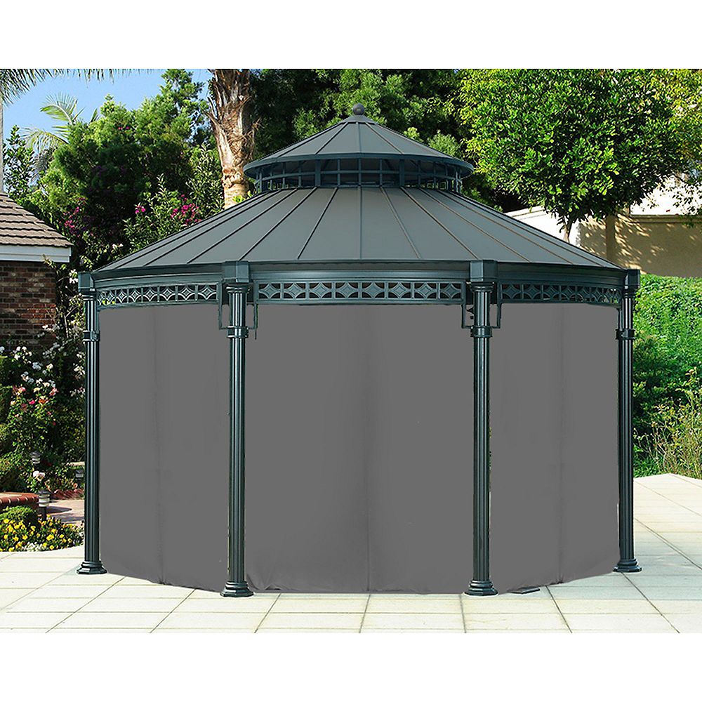 Sunjoy Universal Ontario Round Gazebo Privacy Curtain The Home Depot