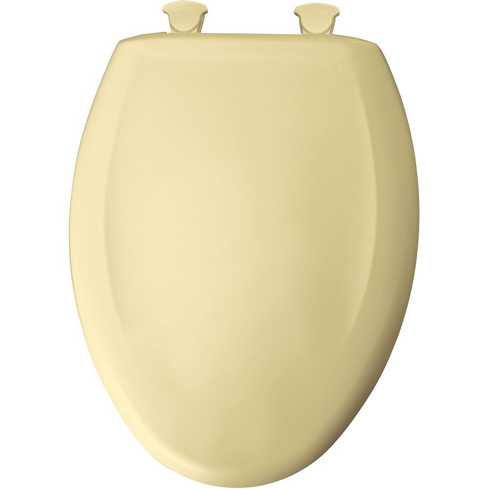 Bemis Elongated Closed Front Toilet Seat in Creamy Yellow with Easy Clean and Change Hinge The