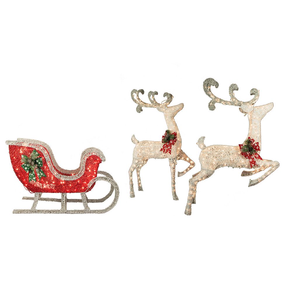 Home Accents 20 inch 200L + 30 inch 150L Deers with Sleigh The Home