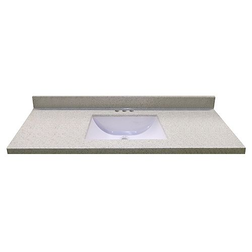 49-Inch W x 22-Inch D Vanity Top in Dune with Wave Bowl