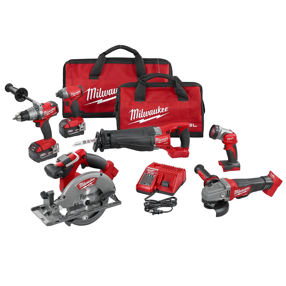 Milwaukee Tool M18 Fuel 18v Lithium Ion Brushless Cordless Combo Kit 6 Tool W 2 Batte