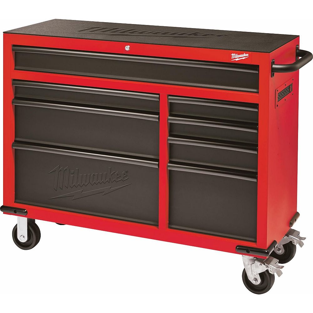 Milwaukee Tool 46-inch 8-Drawer Tool Storage Roller Cabinet in Red and
