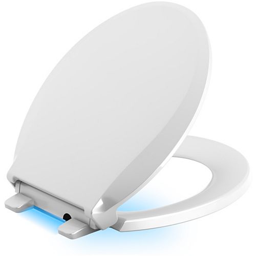 Cachet LED Nightlight Quiet-Close Round Front Toilet Seat in White