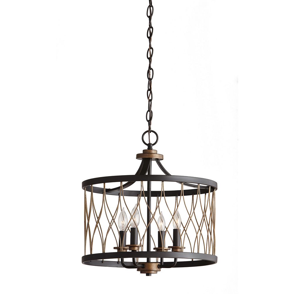 Home Decorators Collection 4-Light 60W Black and Gold Pendant with ...