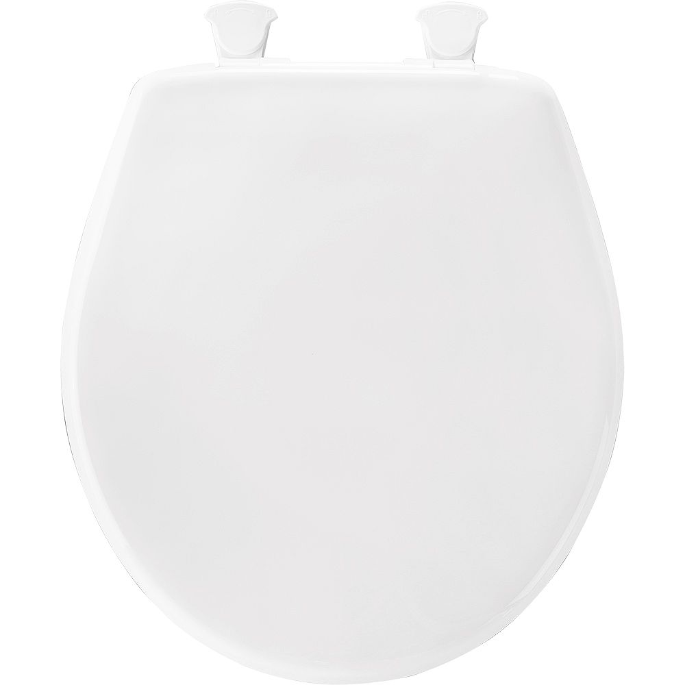 Bemis Round Plastic Closed Front Toilet Seat in Crane White | The Home