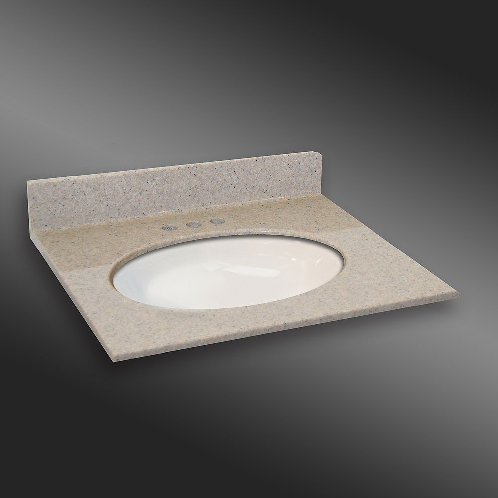 The Marble Factory 31Inch W x 22Inch D Granite Oval Centre Basin Vanity Top in Irish Cre