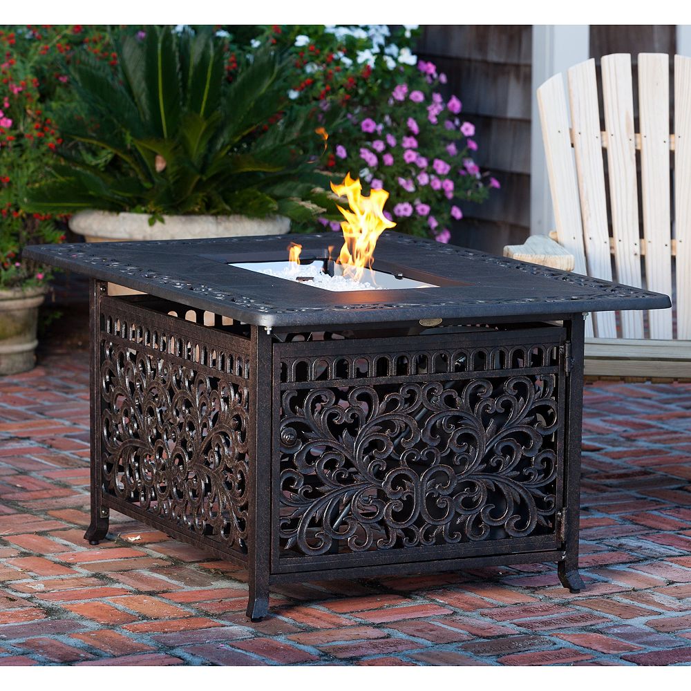 Paramount Rectangle Outdoor Propane Firepit Table | The Home Depot Canada