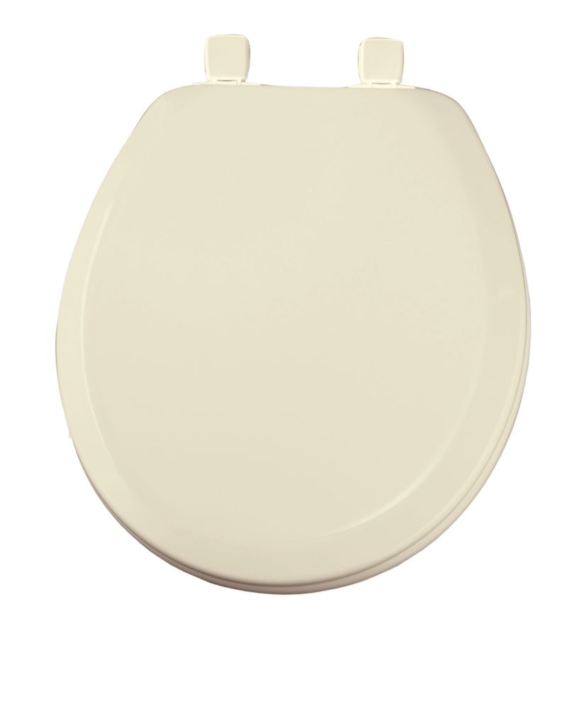 Bemis Round Wood Closed Front Toilet Seat in Bone The Home Depot Canada