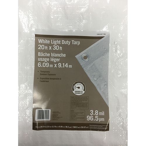 20 ft. x 30 ft. All-Purpose Light Duty Tarp in White