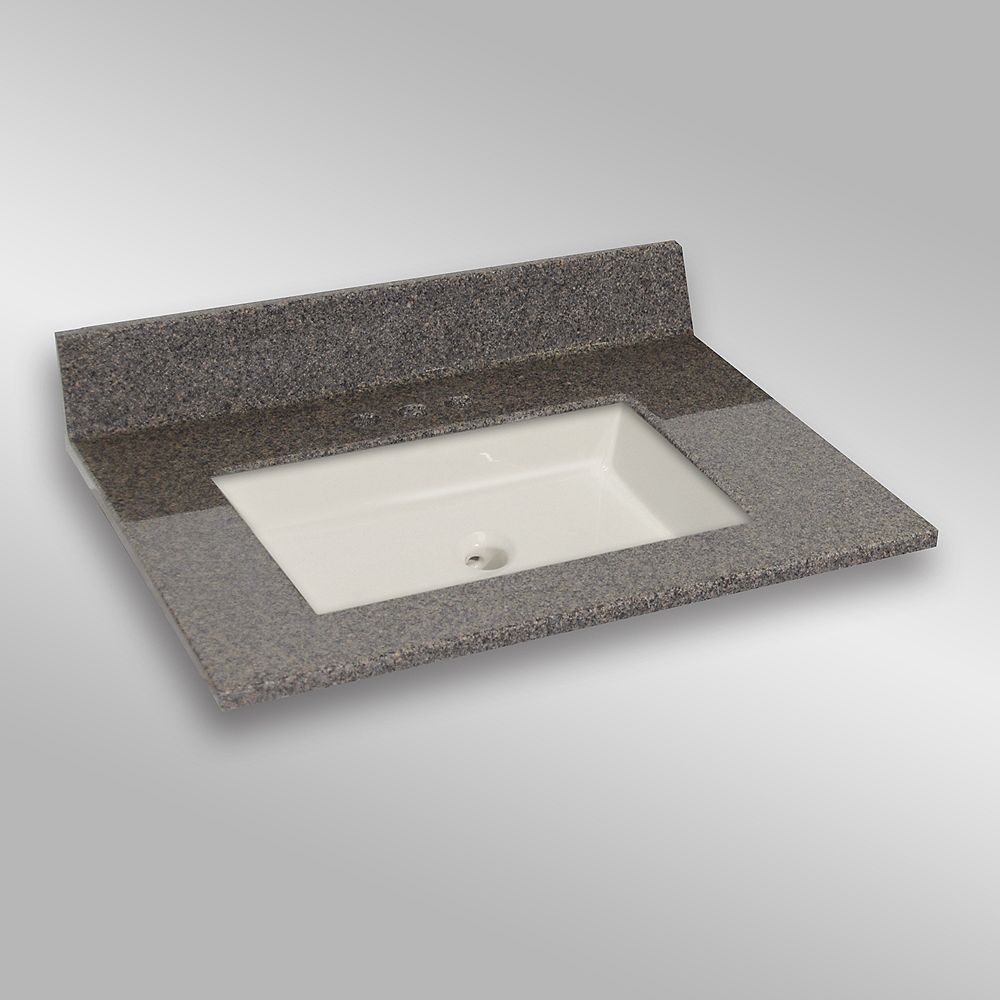 The Marble Factory 31 Inch W X 22 Inch D Granite Square Centre Basin Vanity Top In Carioca The Home Depot Canada