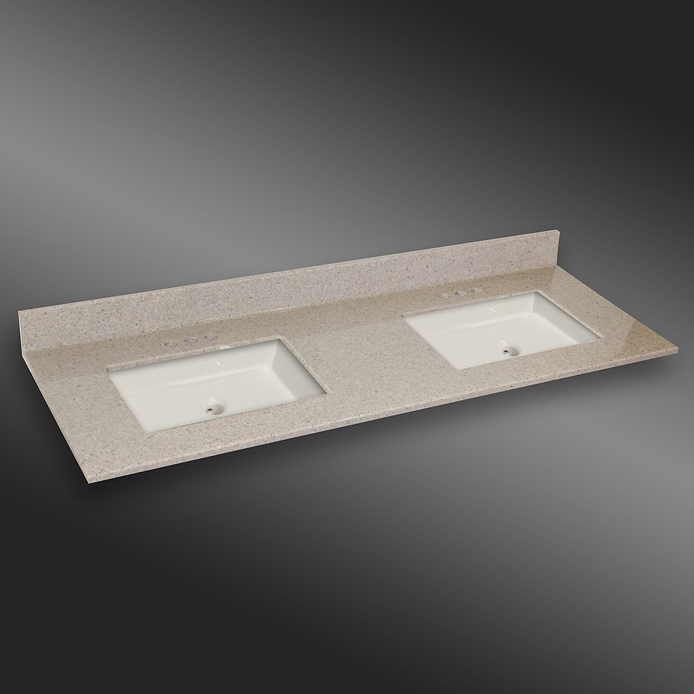 The Marble Factory 61Inch W x 22Inch D Granite Square Double Basin Vanity Top in Irish C