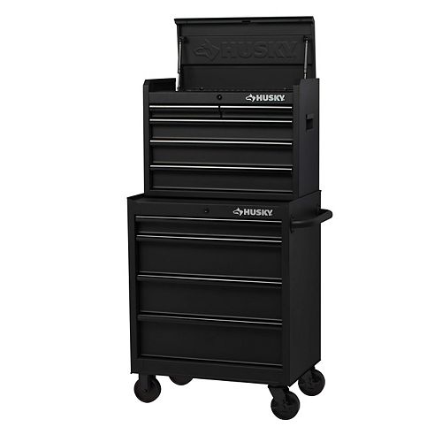 27-inch 9-Drawer Mobile Tool Storage Chest and Cabinet Combo in Black