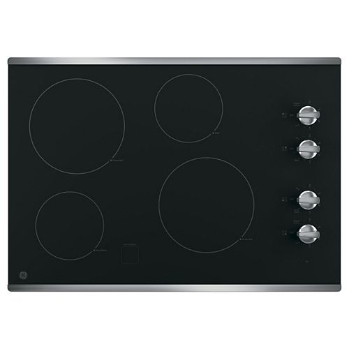 30-inch W Smoothtop Electric Cooktop with 4 Elements including Power Boil in Stainless Steel