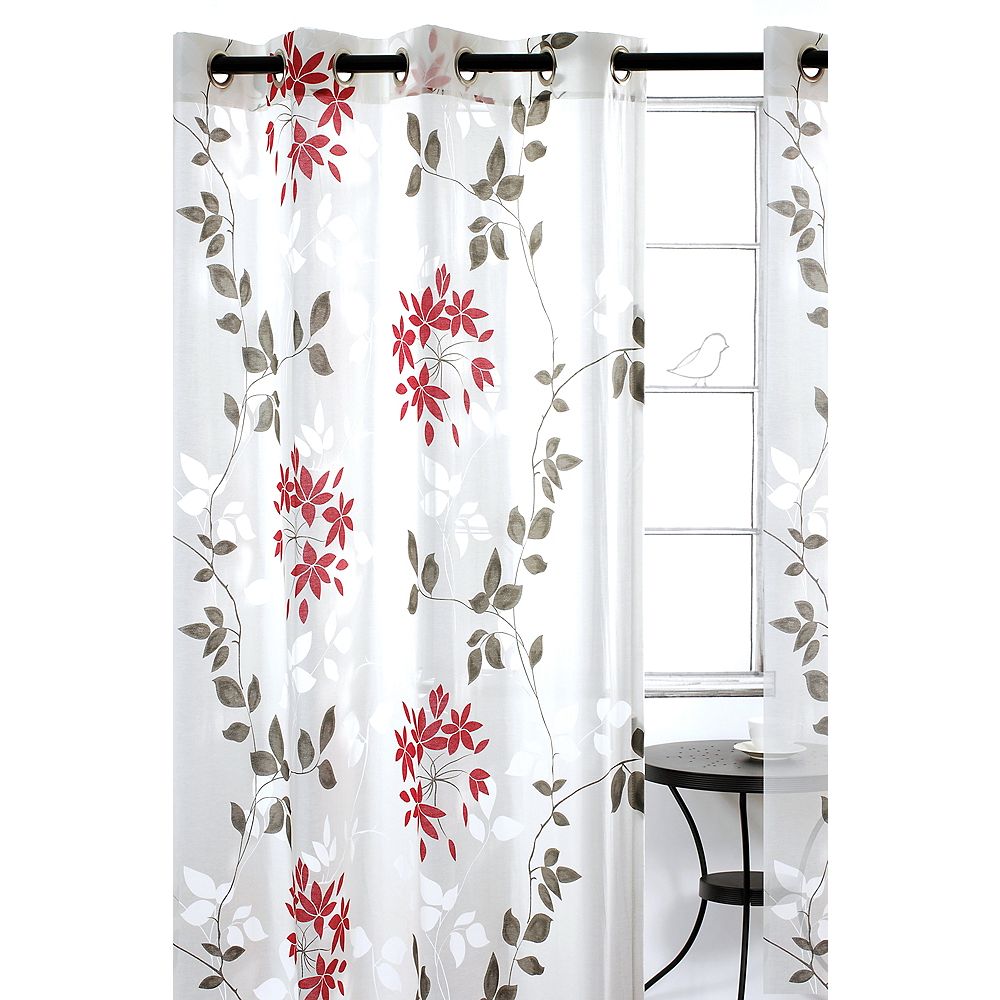 Lj Home Fashions Dreamscape Une Paire De Rideaux Voilage Floraux A Illets 52x95 Po Blanc Home Depot Canada