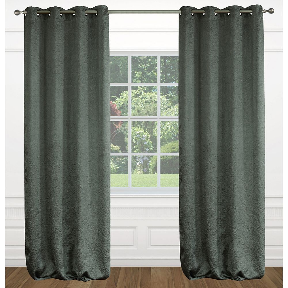 LJ Home Fashions Raindrops Crushed Fabric Grommet Curtain ...