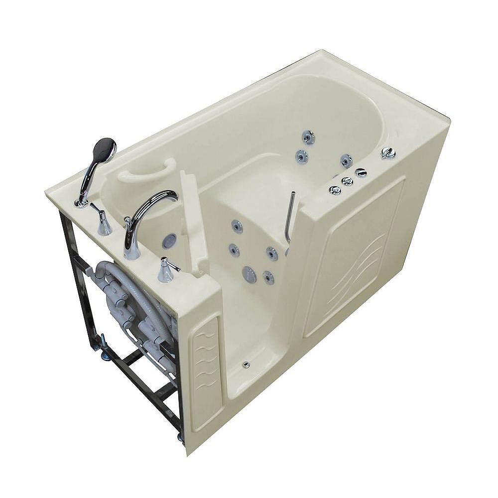 Universal Tubs 5 ft. Left Drain WalkIn Whirlpool Bathtub in Biscuit