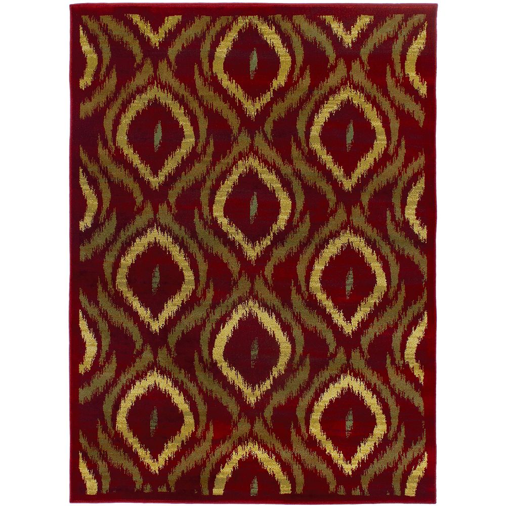 ECARPETGALLERY Ikat Red 5 ft. 5-inch x 7 ft. 5-inch Rectangular Area ...