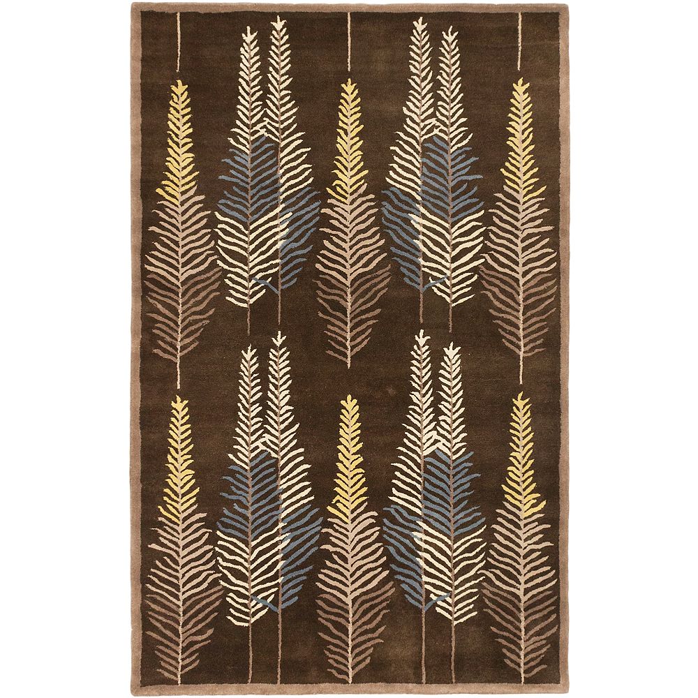 ECARPETGALLERY Handmade Leaf Brown 5 ft. x 8 ft. Rectangular Area Rug