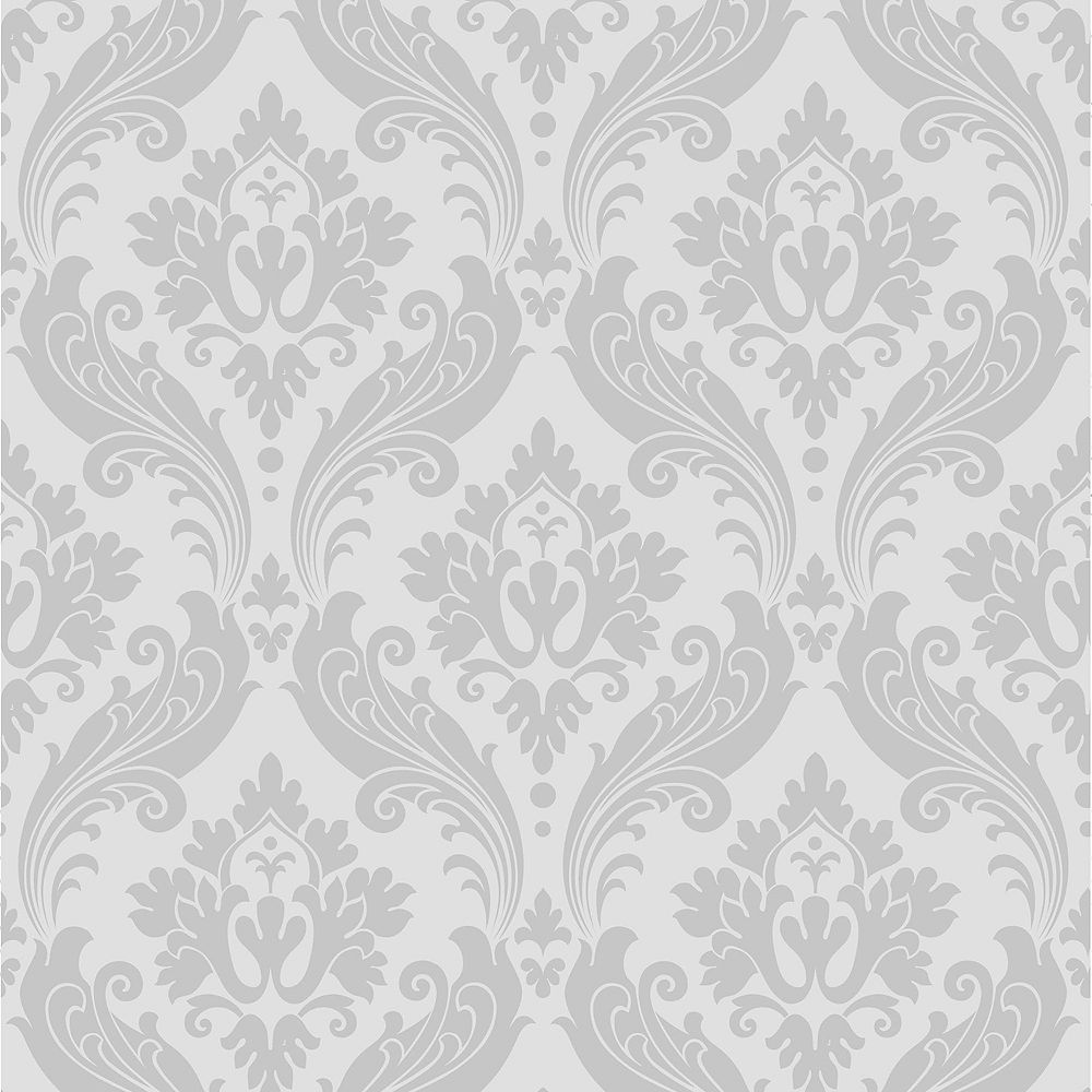 Graham Brown Vintage Flock Grey Wallpaper The Home Depot Canada