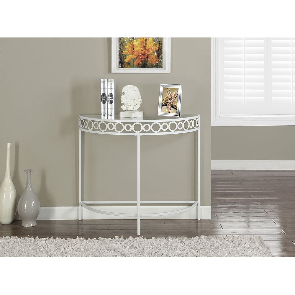 Monarch Specialties White Metal 36"L Hall Console Accent Table The