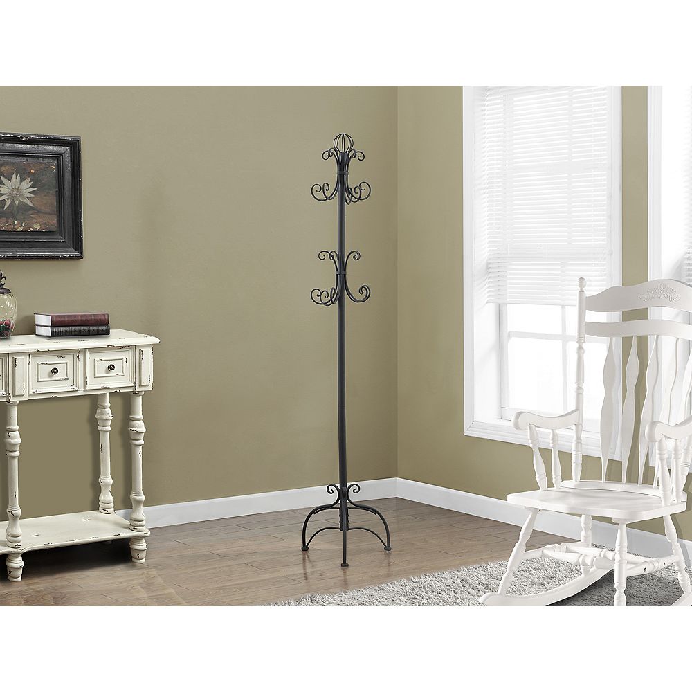 Monarch Specialties Hammered Black Metal 72"H Coat Rack The Home