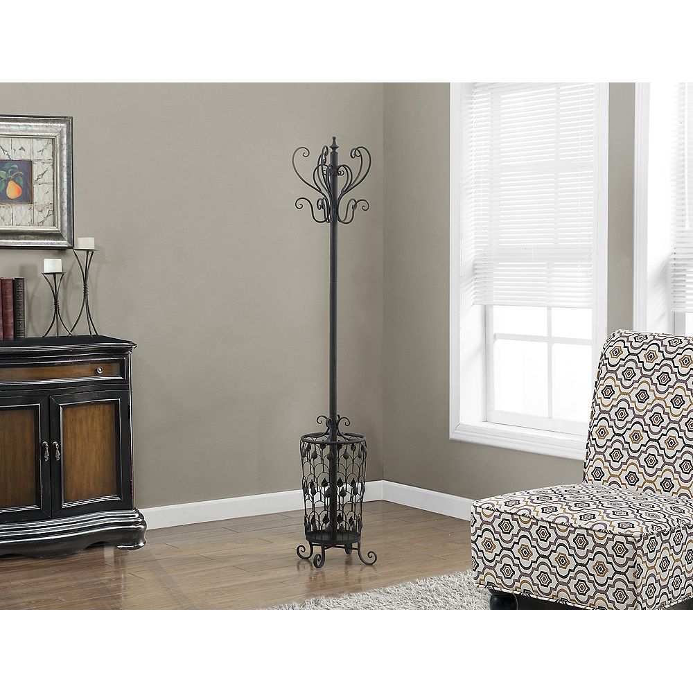 Monarch Specialties Hammered Black Metal 72"H Coat Rack The Home Depot Canada