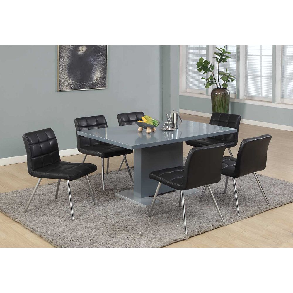 Monarch Specialties High Glossy Charcoal Grey 35"X 60" Dining Table