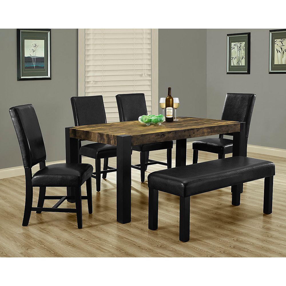 Monarch Specialties Dining Table 38 Inch X 64 Inch Black Distressed Look Top The Home Depot Canada