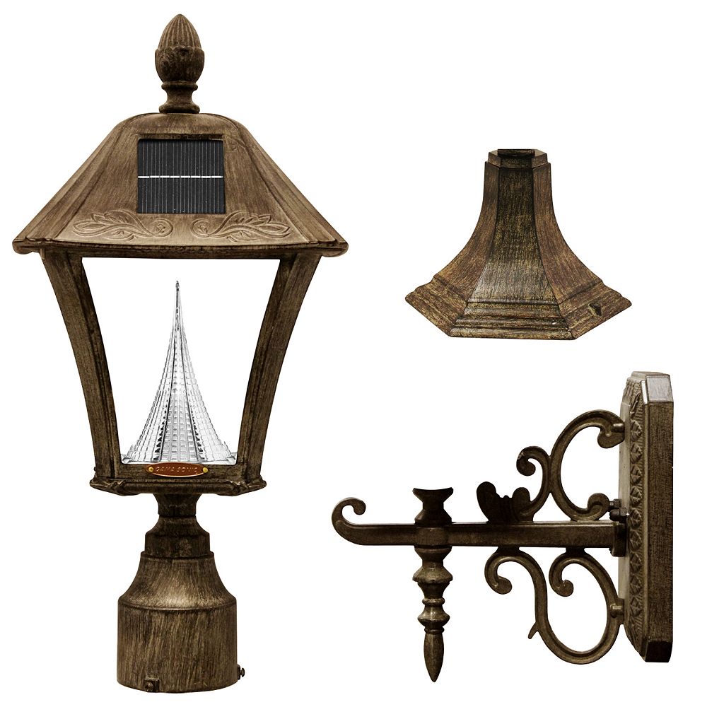 Gama Sonic Baytown Weathered Bronze Solar Post Mount Wall Led Outdoor Light Fixture The Home Depot Canada Gama Sonic Baytown Weathered Bronze, Outdoor Solar Light Posts Canada